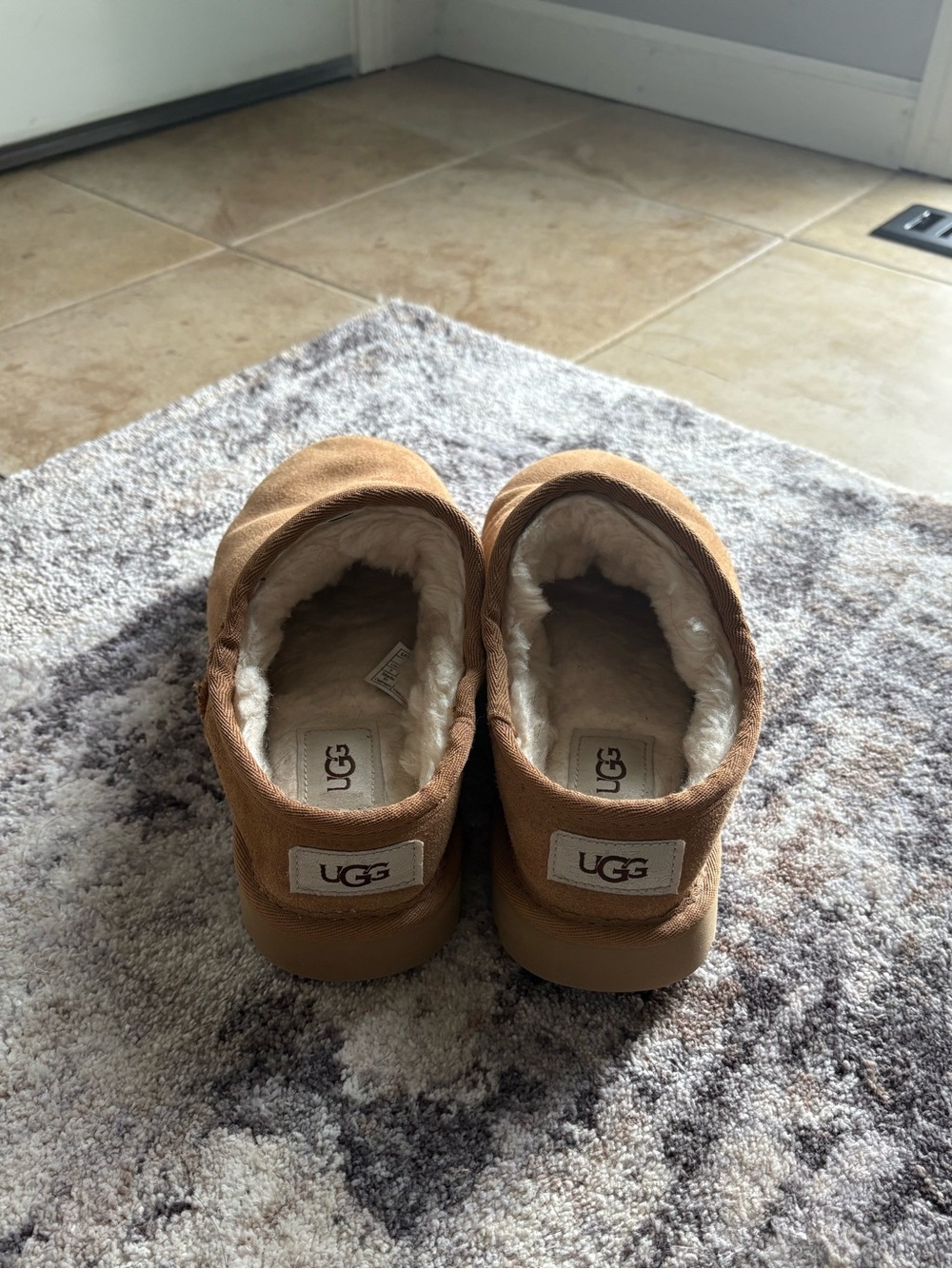 UGG Chestnut Brown Shearling-Lined Slip-On Slippers - Picture 3 of 8